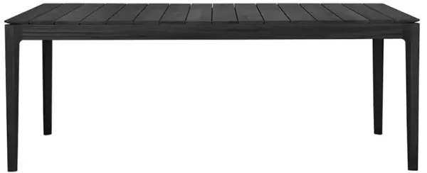 Ava Coastal Beach Black Teak Rectangular Outdoor Dining Table - 78"