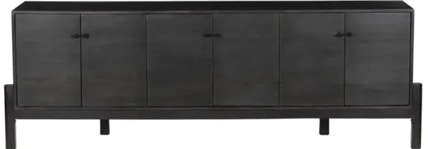 Rissa Mid Century Modern Black Acacia Wood Media Console