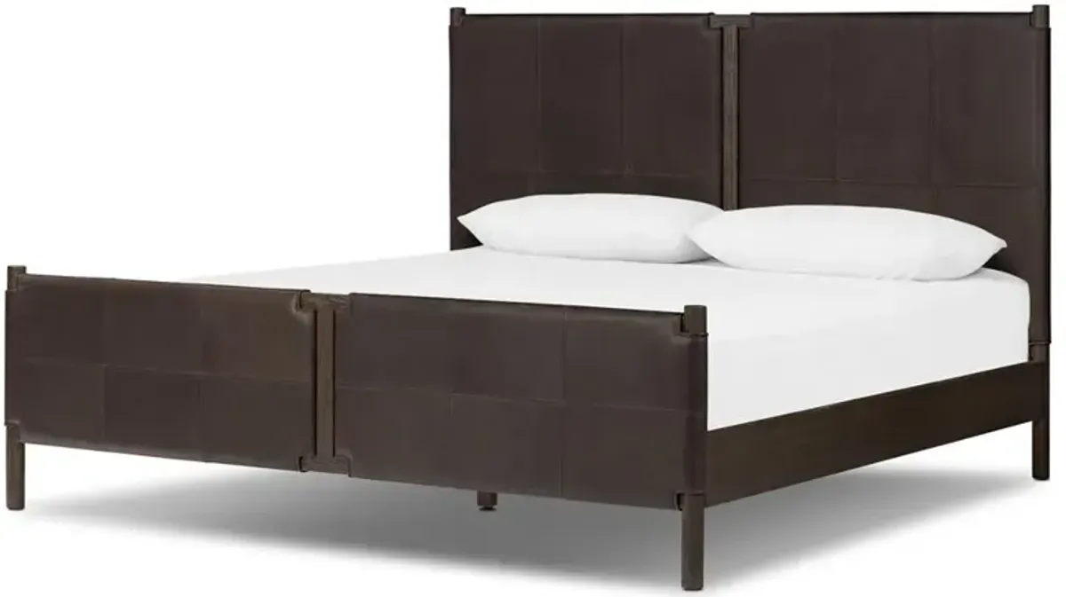 Hubert Rustic Lodge Brown Leather Bed - King
