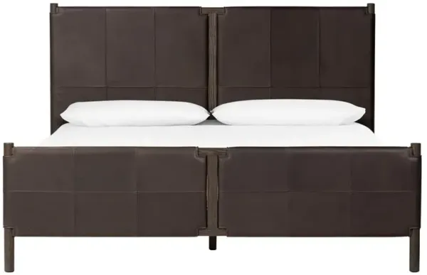 Hubert Rustic Lodge Brown Leather Bed - King