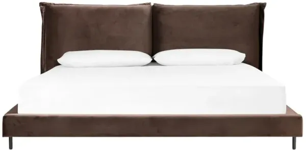 Marly Industrial Loft Dark Brown Velvet Bed - King