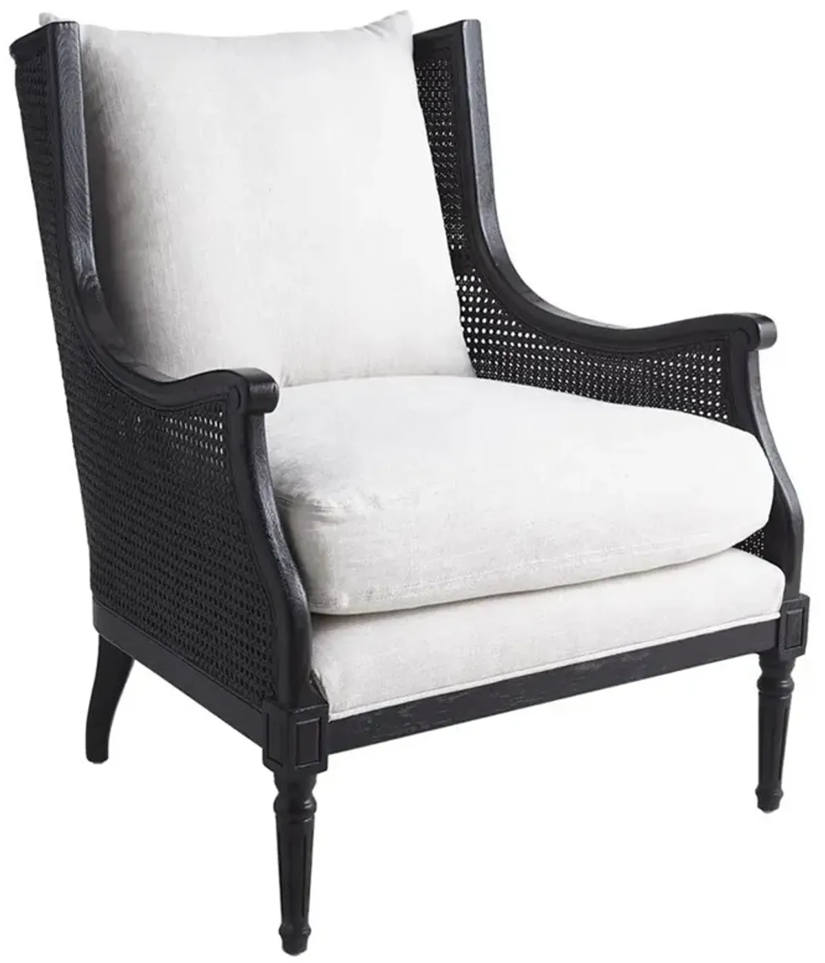 Will French Country Cream Performance Black Woven Cane Wing Chair