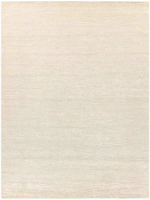 Simon Modern Classic Cream Wool Textured Solid Hand Knotted Rug - 14'x18'