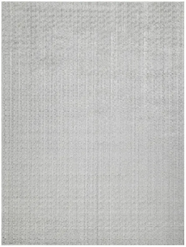 Alea Modern Light Silver Silk Textured Solid Rug - Sample