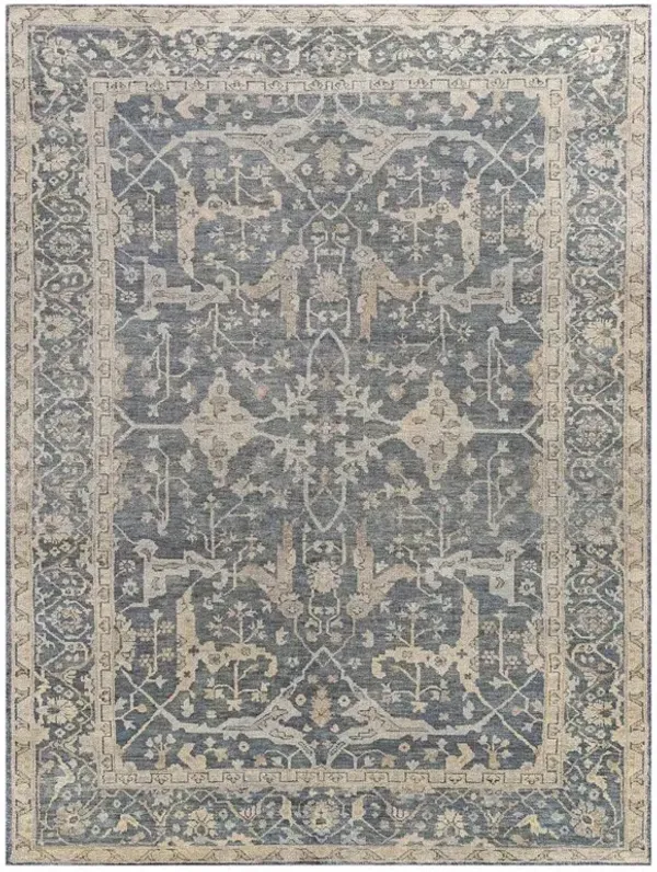 Selah Oushak Global Blue Wool Patterned Hand Knotted Rug - Sample