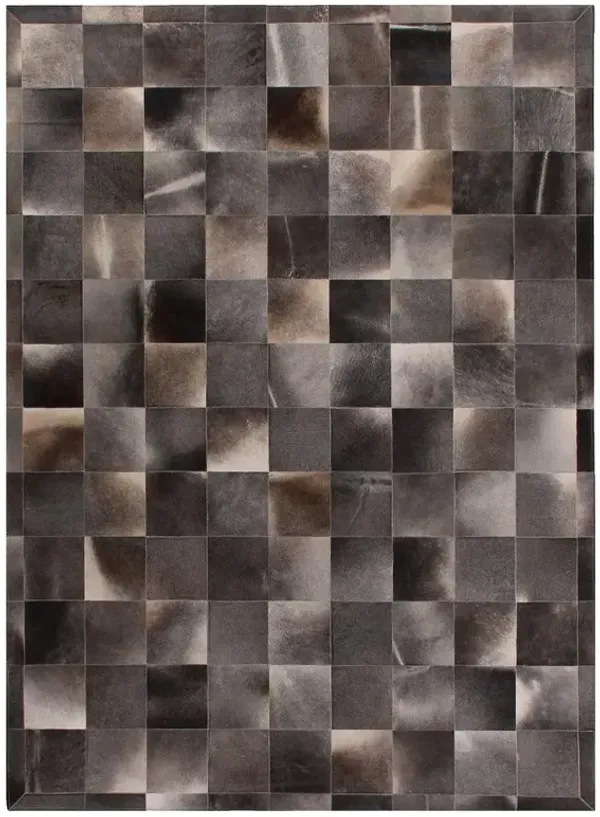 Lucas Modern Classic Espresso Brown Hide Square Patterned Rug - Sample