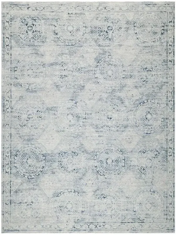 Nathan Vintage Loom Blue Patterned Rug - Sample