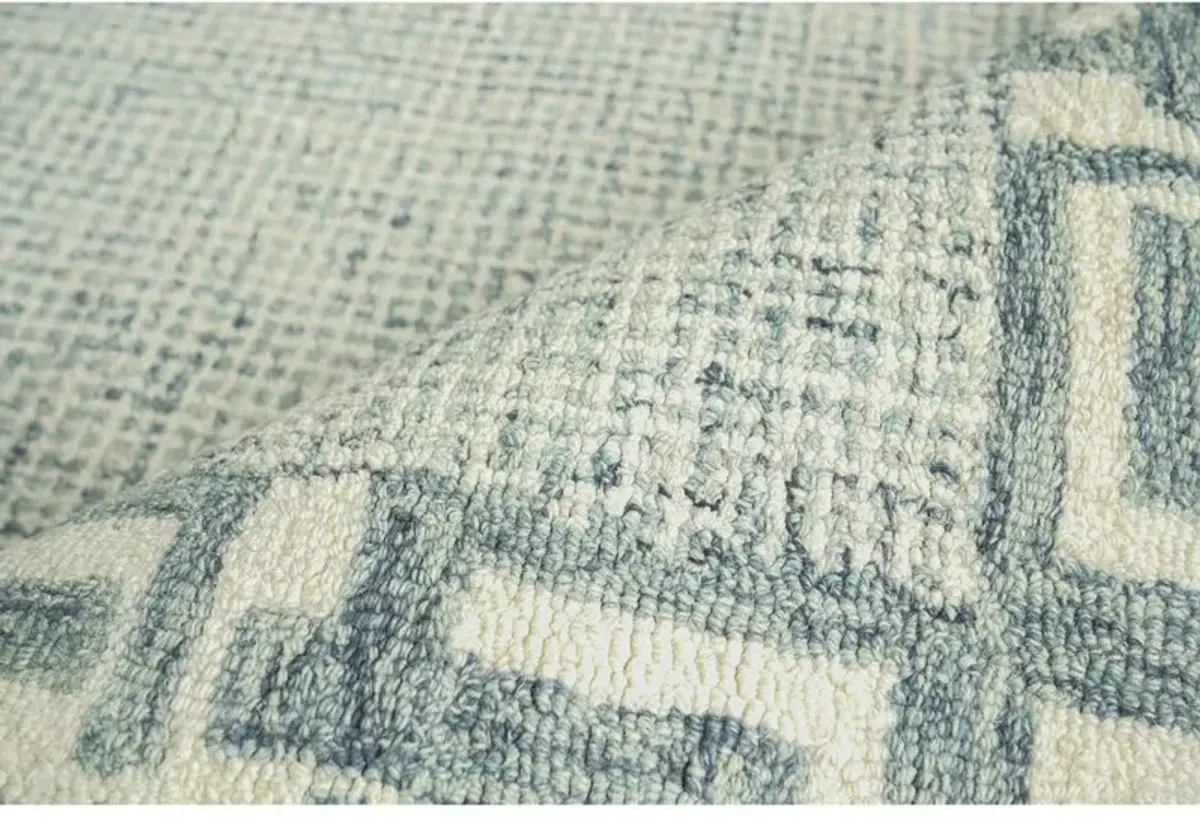 Abigail Global Bazaar Blue Wool Patterned Rug - Sample