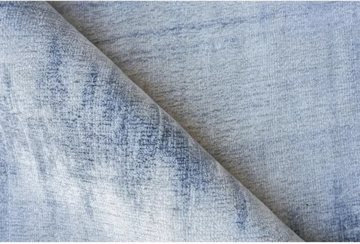 Chloe Modern Classic Light Blue Wool Patterned Rug - Sample