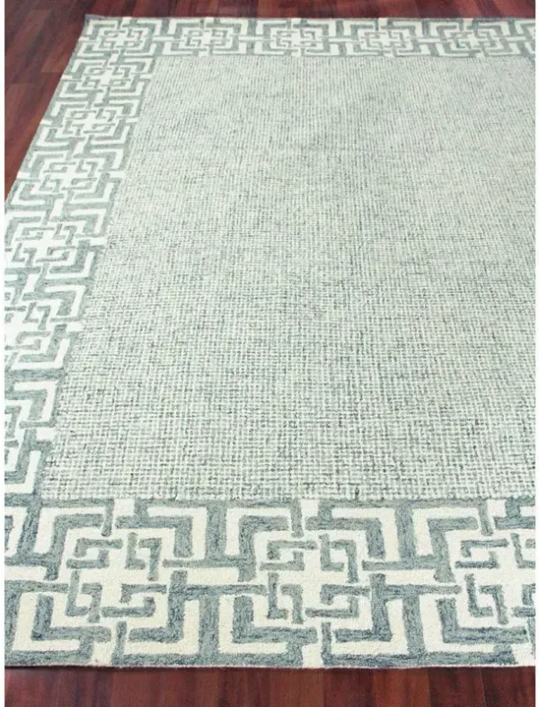 Abigail Global Bazaar Blue Wool Patterned Rug - 5'X8'