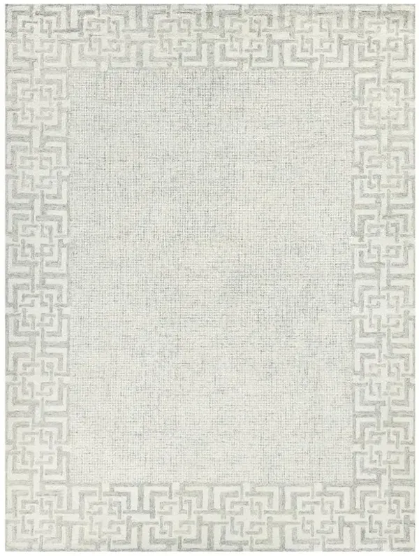Abigail Global Bazaar Silver Wool Patterned Rug - 5’x8′
