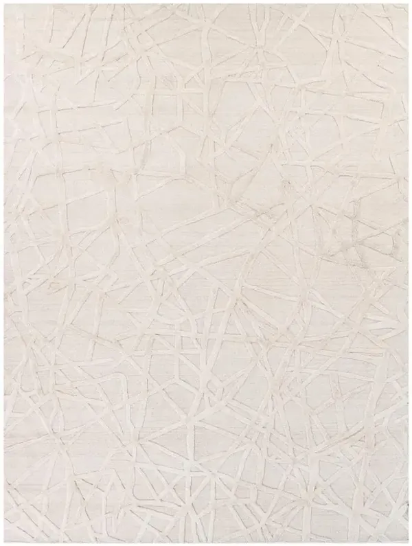Levi Modern Beige Wool Bamboo Silk Patterned Rug - 6'x9'