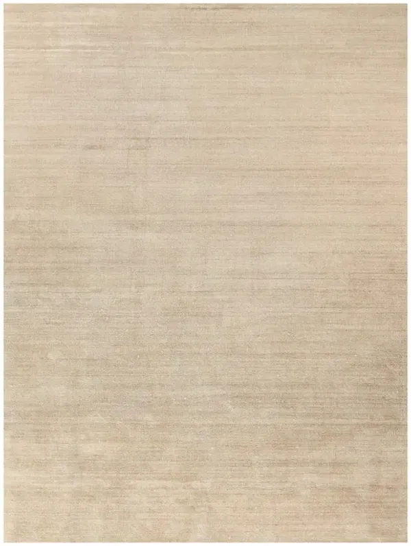 Seth Modern Beige Wool Bamboo Silk Solid Rug - 2'x3'
