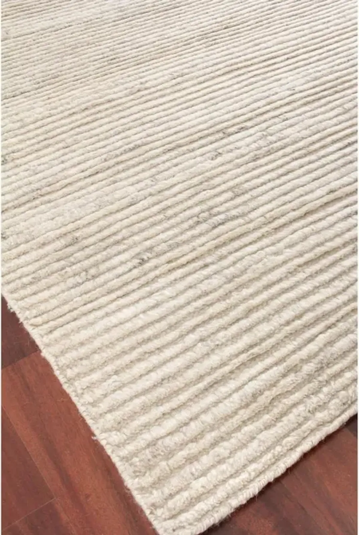Simon Modern Classic Beige Wool Textured Solid Hand Knotted Rug - 2'x3'