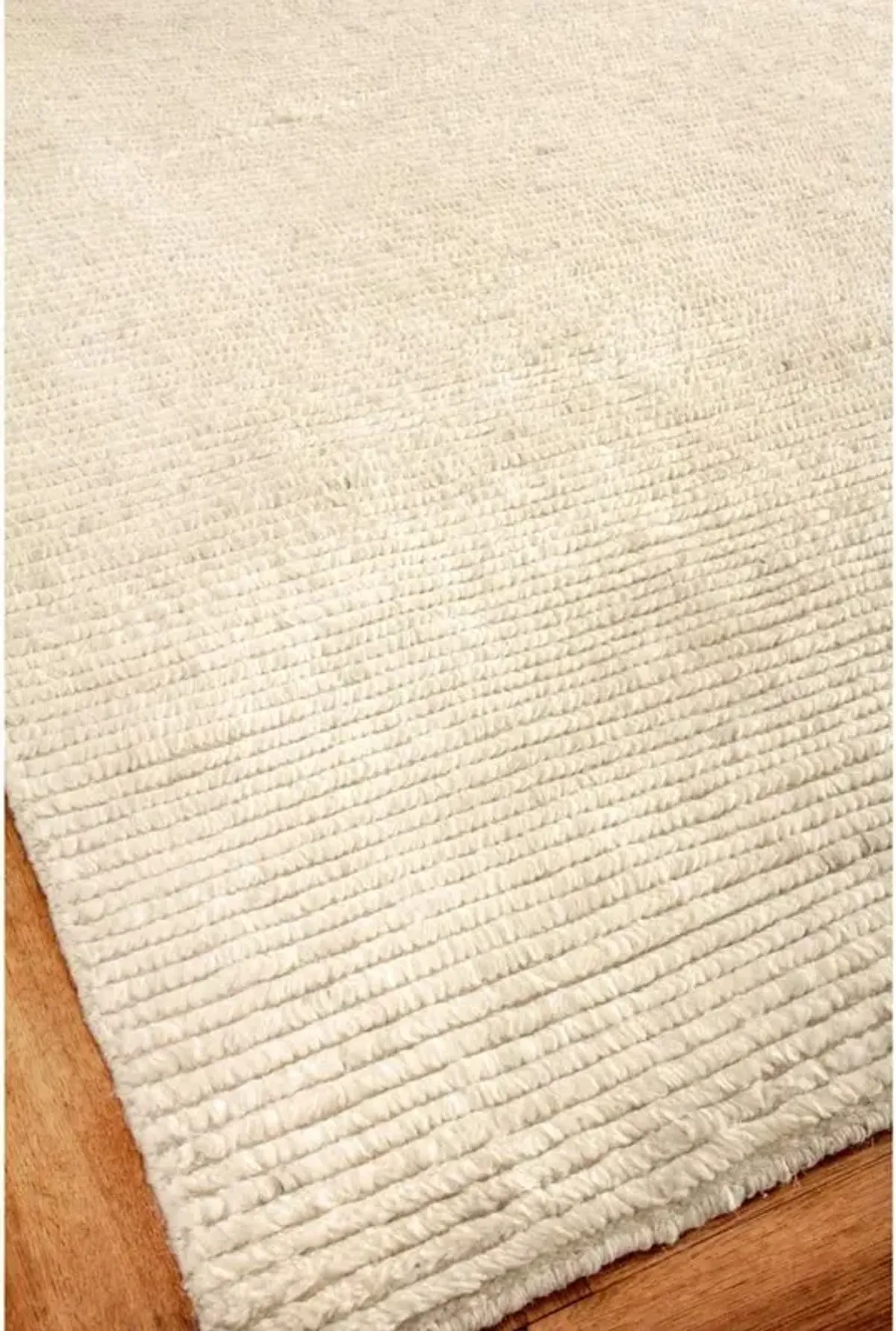 Simon Modern Classic Cream Wool Textured Solid Hand Knotted Rug - 2'x3'