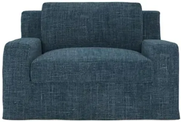 Henri Indigo Slipcovered Chair and a Half