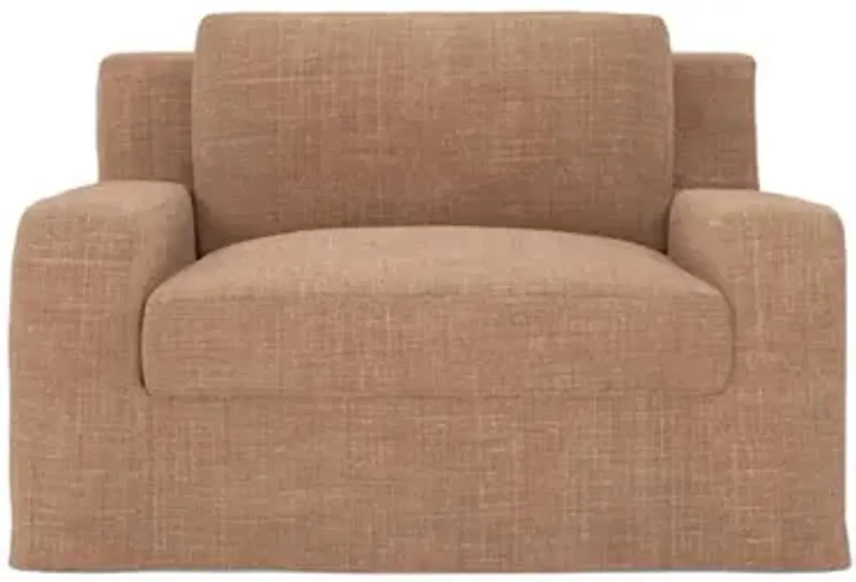 Henri Apricot Performance Slipcovered Chair and a Half