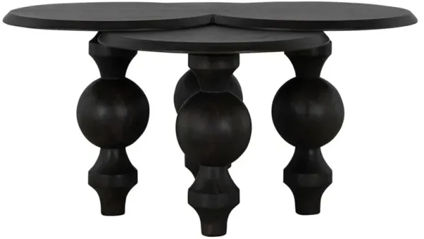 Coco Modern Classic Cerused Black Wood Round Coffee Table
