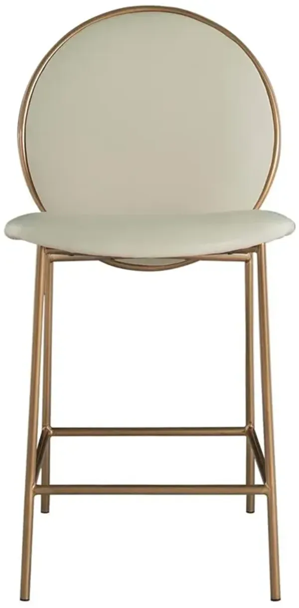 Evelyn Regency Cream Faux Leather Gold Metal Counter Stool