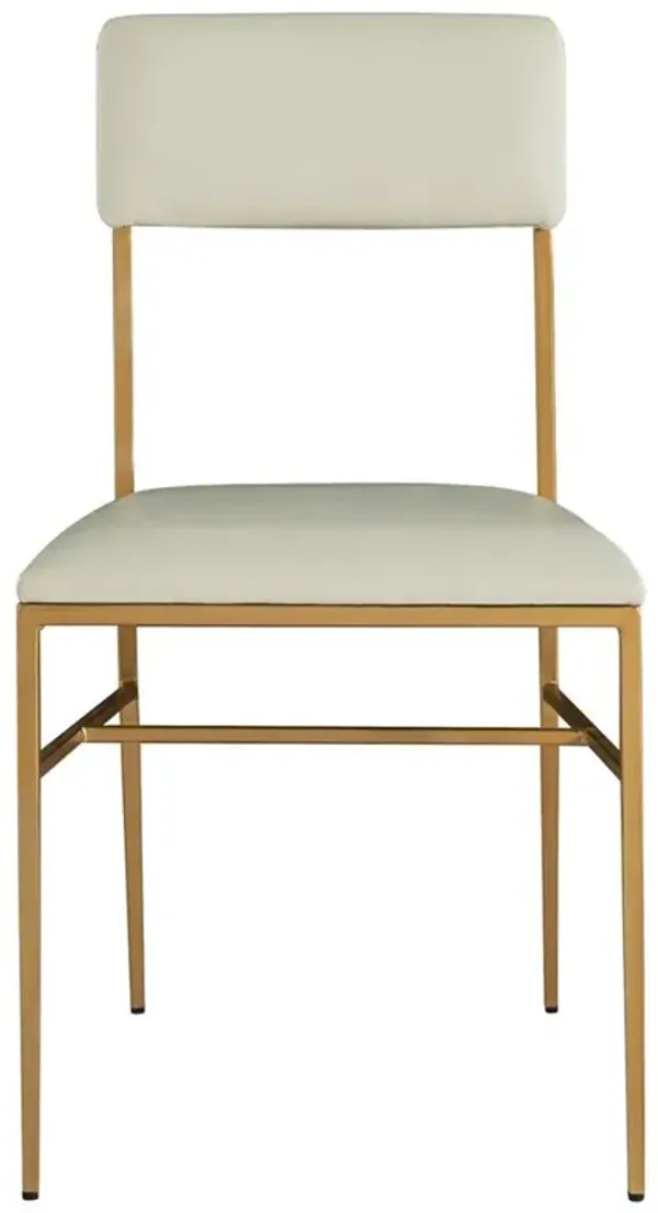 Taliyah Regency Loft White Faux Leather Brass Side Chair