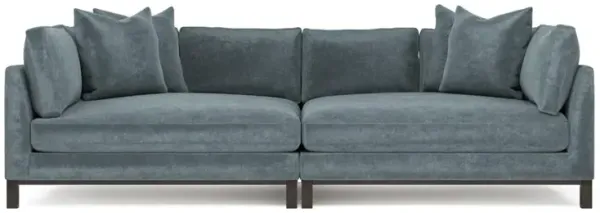 Adelle Slate Blue Double Bumper Sectional - 116"