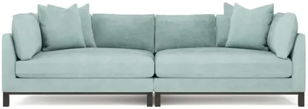 Adelle French Blue Double Bumper Sectional - 116"