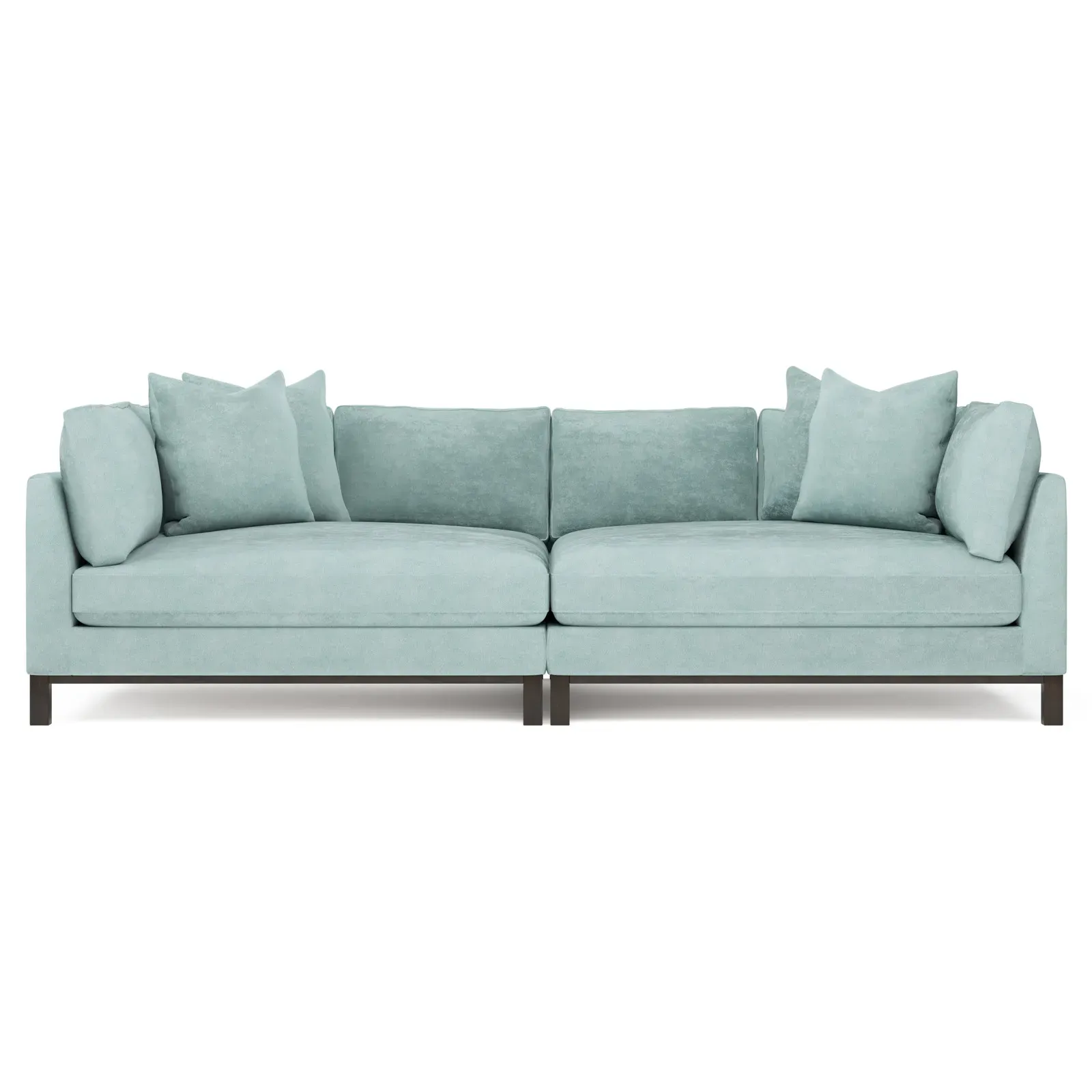 Adelle French Blue Double Bumper Sectional - 116"