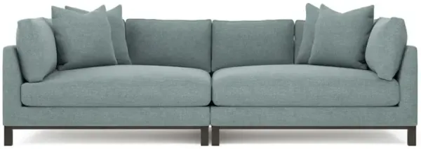Adelle Heathered Teal Double Bumper Sectional - 116"