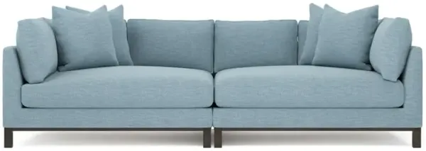 Adelle Eggshell Blue Performance Double Bumper Sectional - 116"