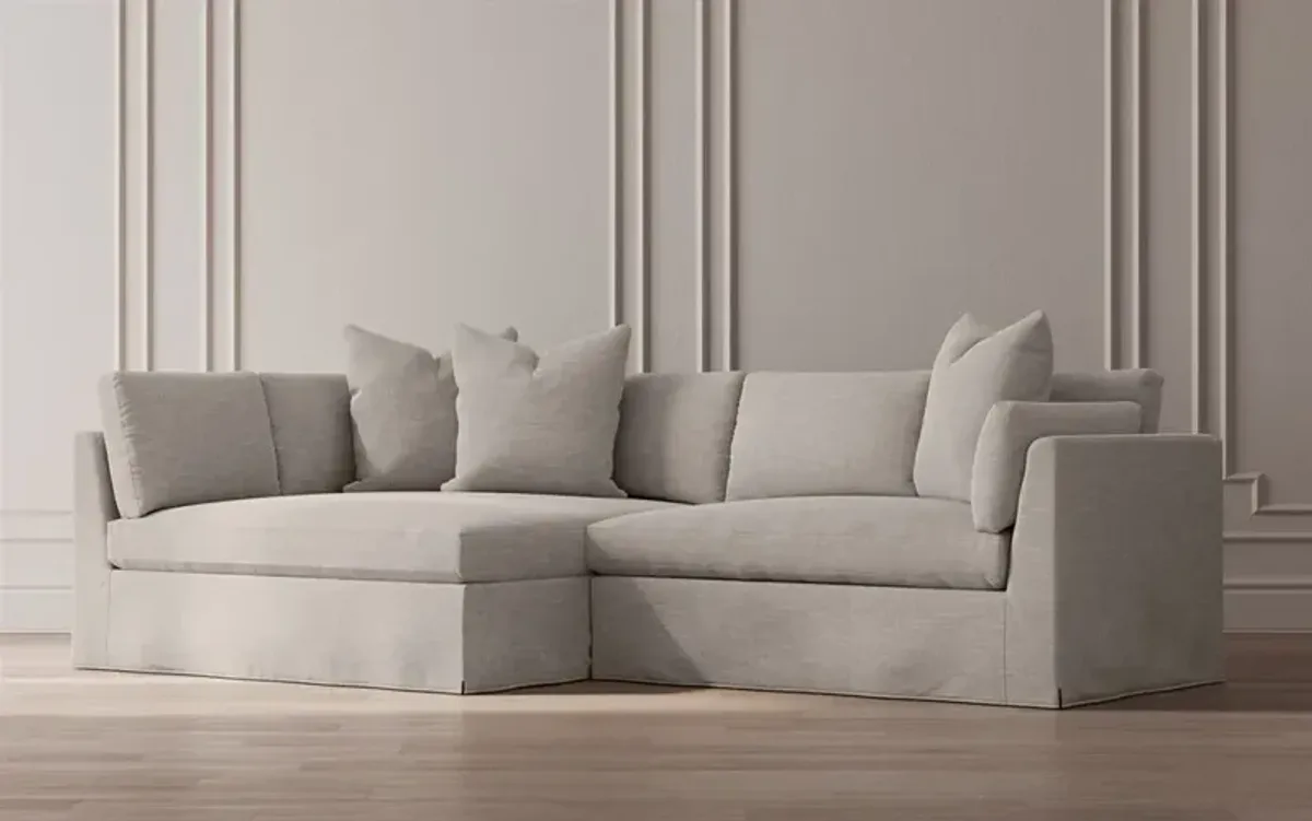 Adelle Eggshell Blue Performance Slipcovered Bumper Sectional - Left Bumper - 116"
