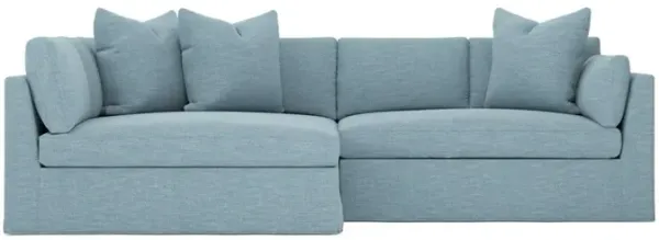Adelle Eggshell Blue Performance Slipcovered Bumper Sectional - Left Bumper - 116"