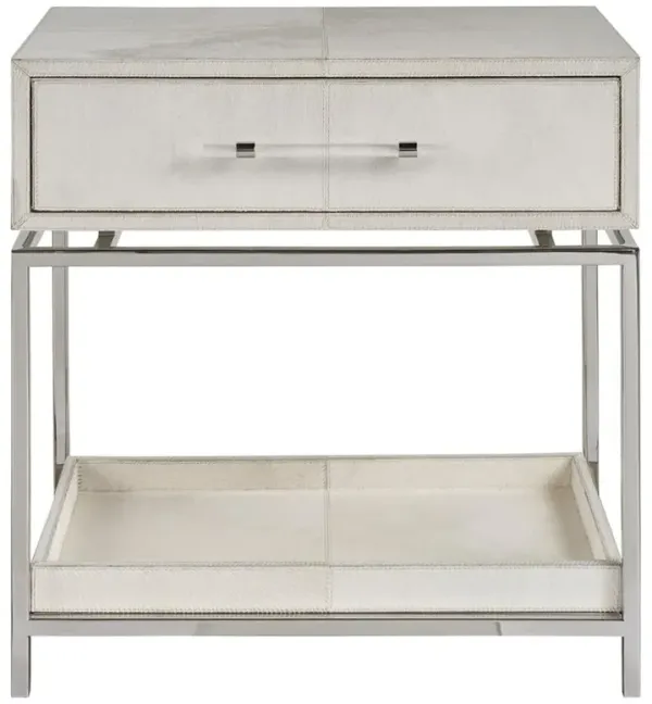 Harrell Modern Classic Grey Hair On Hide Nightstand