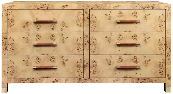 Worlds Away Winchester Modern Classic Brown Burl Double Dresser