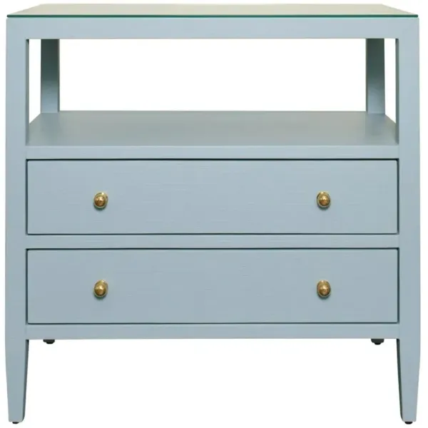 Worlds Away Douglas Coastal Beach Blue Linen Nightstand
