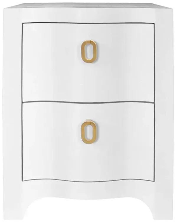 Worlds Away Helena Modern Classic White Linen Nightstand