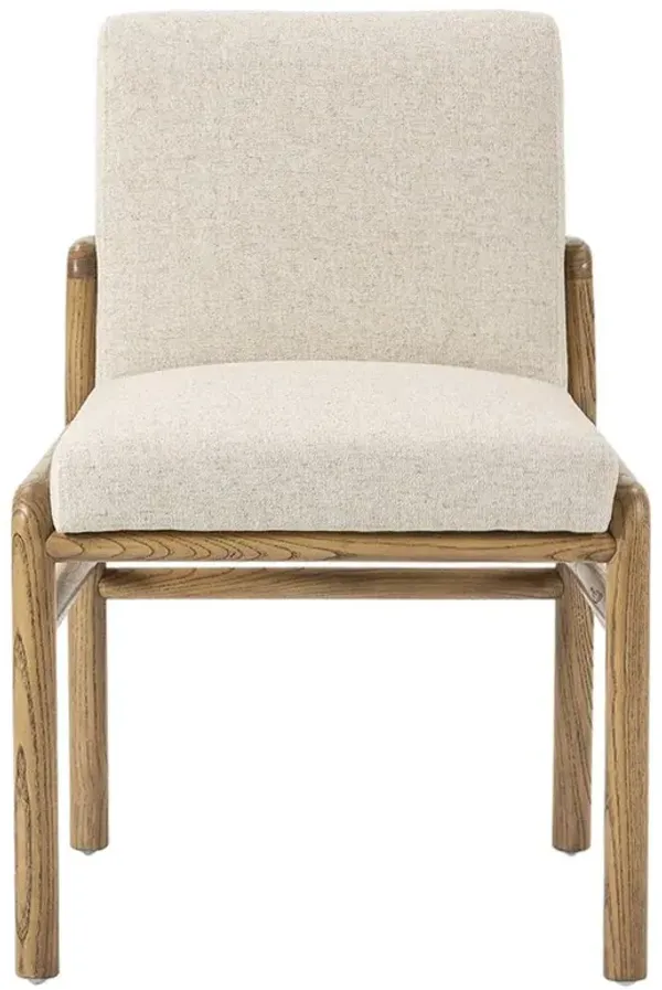 Fenrir Modern Classic Beige Performance Brown Wood Dining Side Chair