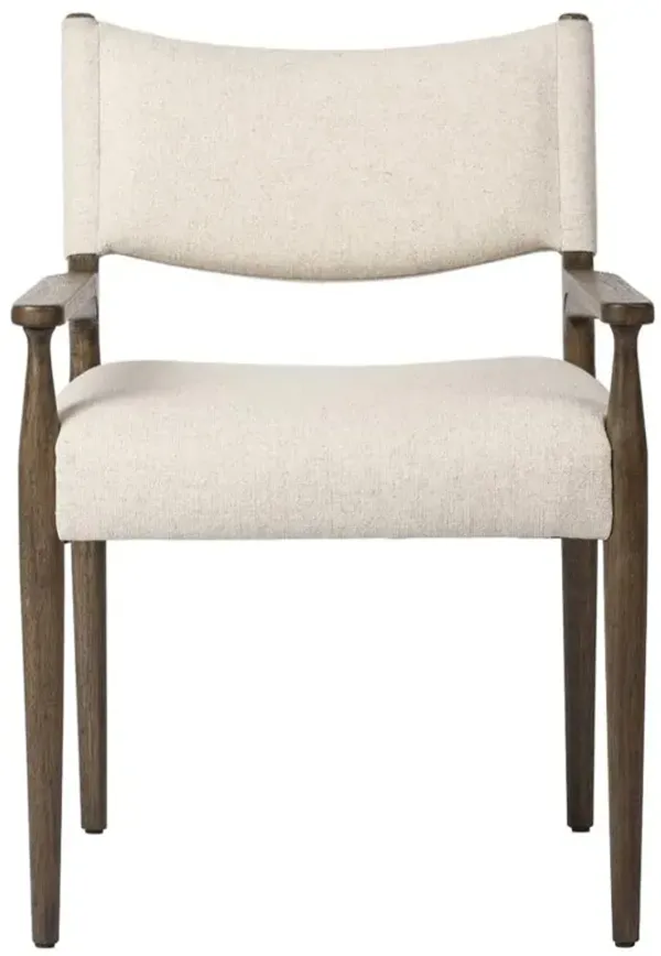 Odelia Modern Classic Cream Performance Wood Dining Arm Chair