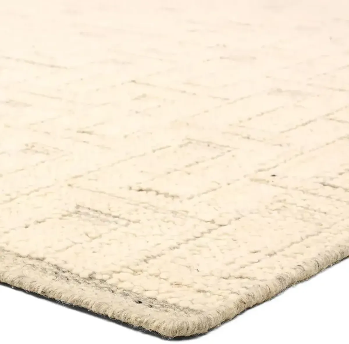 Melina Taren Modern Cream Wool Textured Solid Rug - 3'x10'