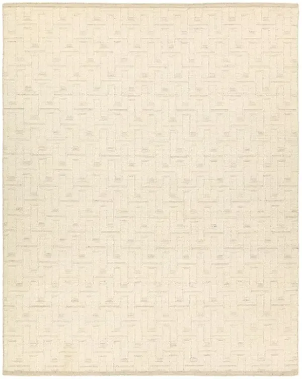 Melina Taren Modern Cream Wool Textured Solid Rug - 6'x9'