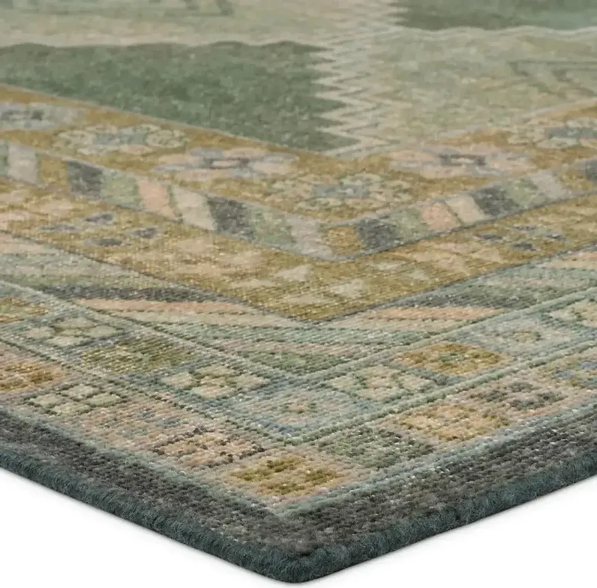 Gallant Hana Global Green Wool Trellis Patterned Hand Knotted Rug - 9'x12'