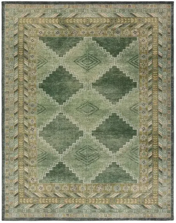 Gallant Hana Global Green Wool Trellis Patterned Hand Knotted Rug - 8'x10'