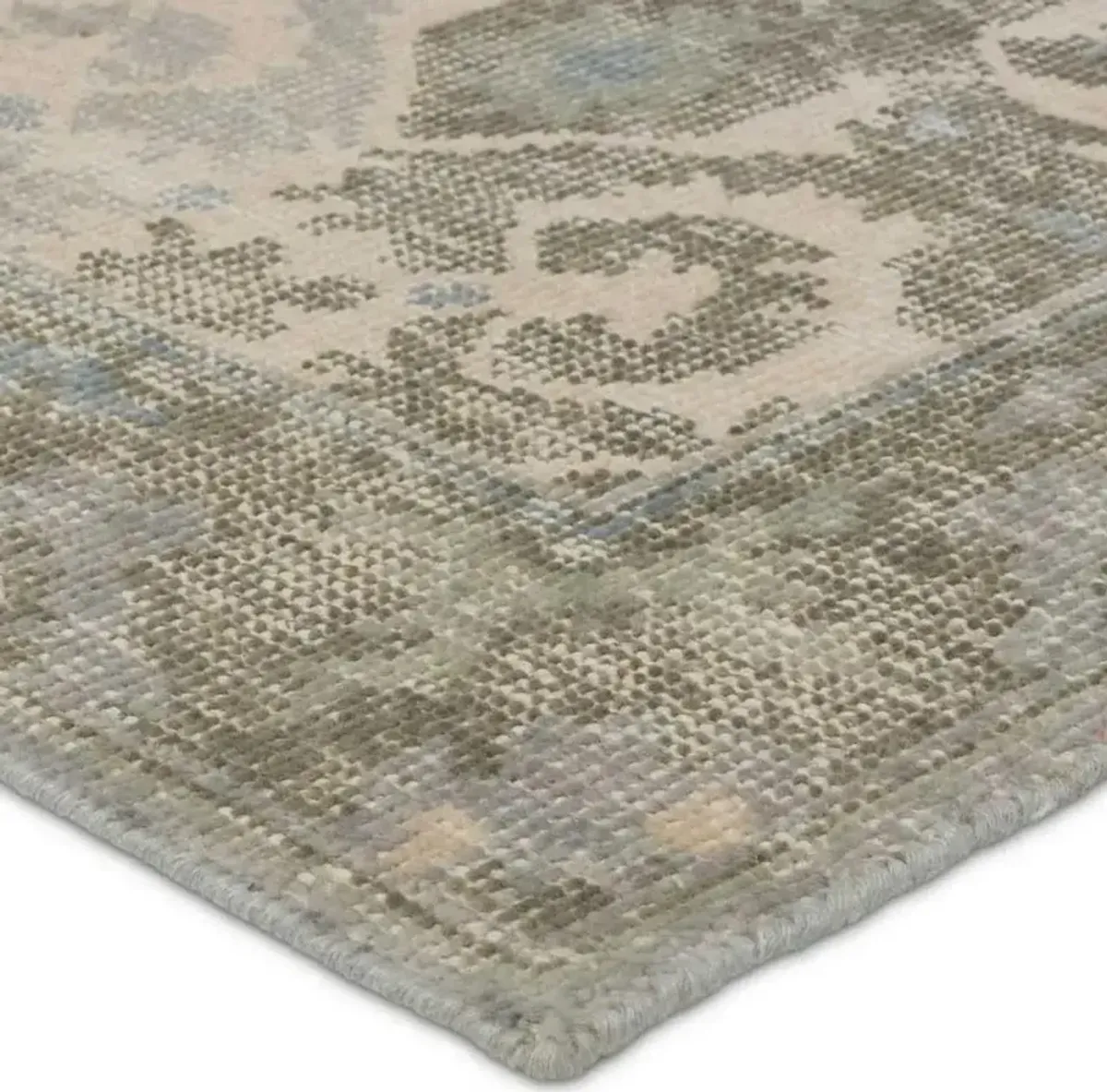 Kade Modify Modern Sage Wool Medallion Patterned Hand Knotted Rug - 12'x15'