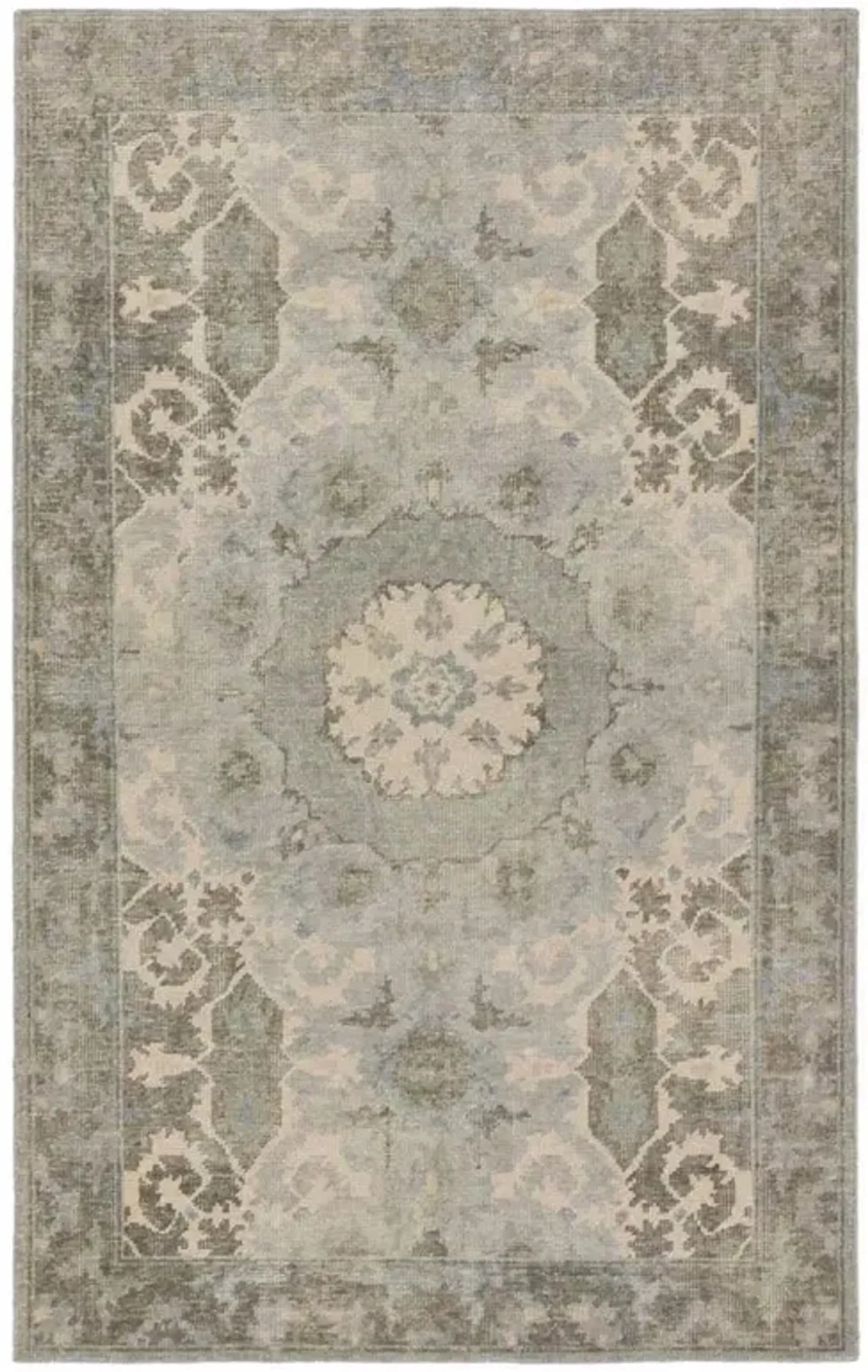 Kai Modify Modern Sage Wool Medallion Patterned Rug 8x11 Kathy Kuo Home ...