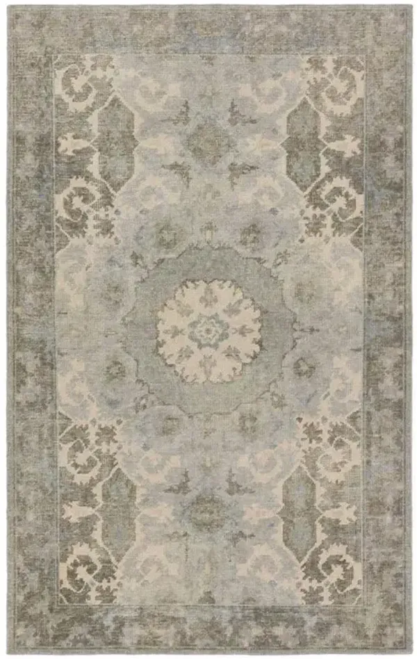 Kade Modify Modern Sage Wool Medallion Patterned Hand Knotted Rug - Sample