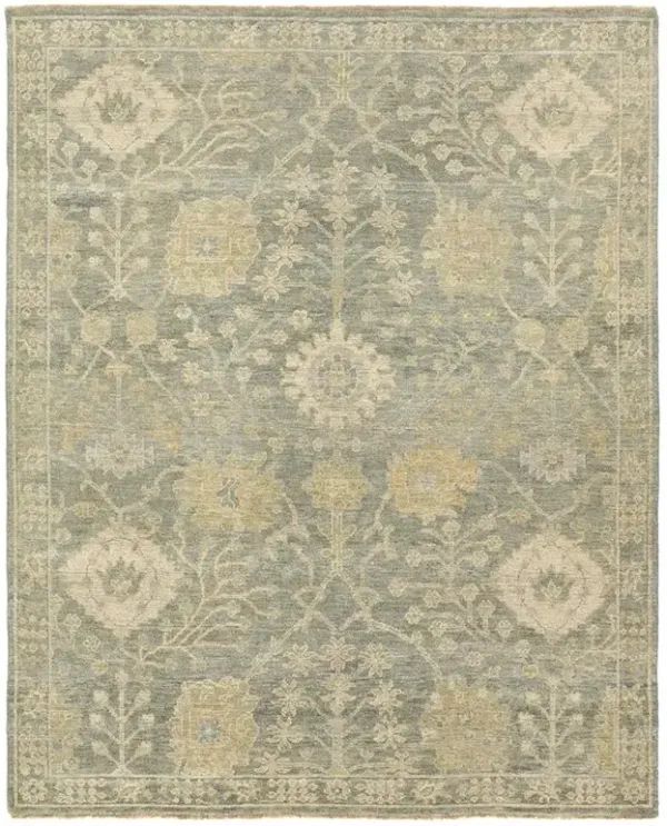 Romi Global Light Blue Wool Oushak Patterned Hand Knotted Rug - 6'x9'