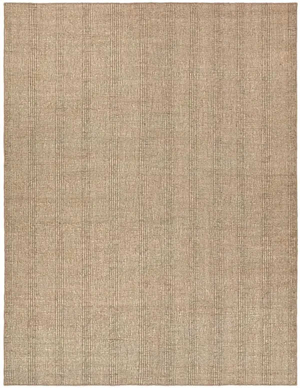 Bodie Modern Tan Jute Striped Patterned Rug - Sample