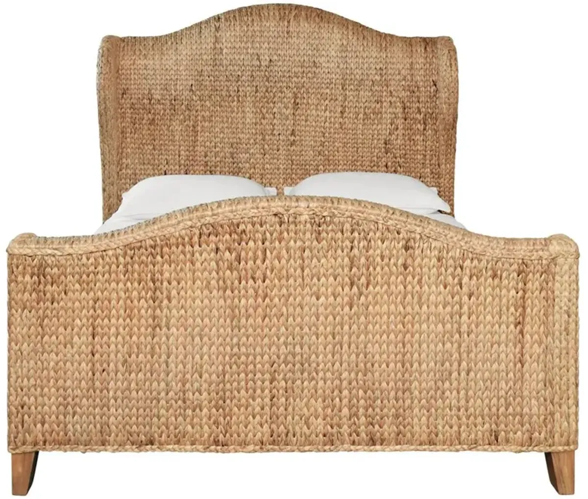 Worlds Away Jovi Coastal Beach Woven Wingback Bed - Queen