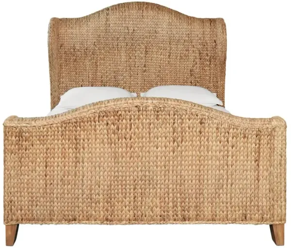 Worlds Away Jovi Coastal Beach Woven Wingback Bed - Queen