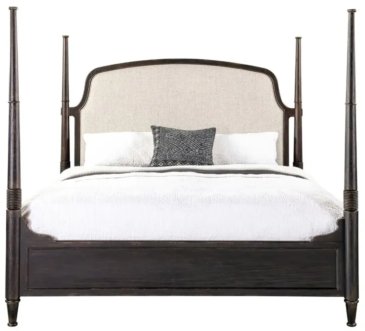 Allura French Country Beige Performance Black Oak Poster Bed - King