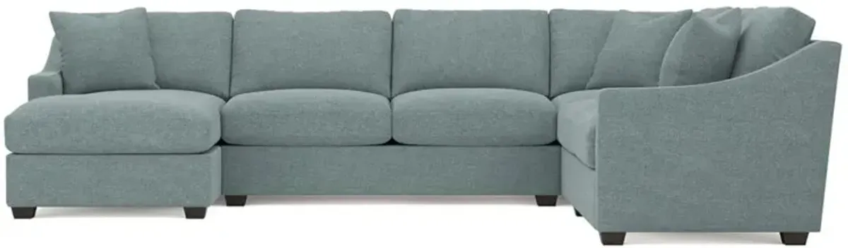 Avery Heathered Teal U-Chaise Sectional - Left Chaise - 145"